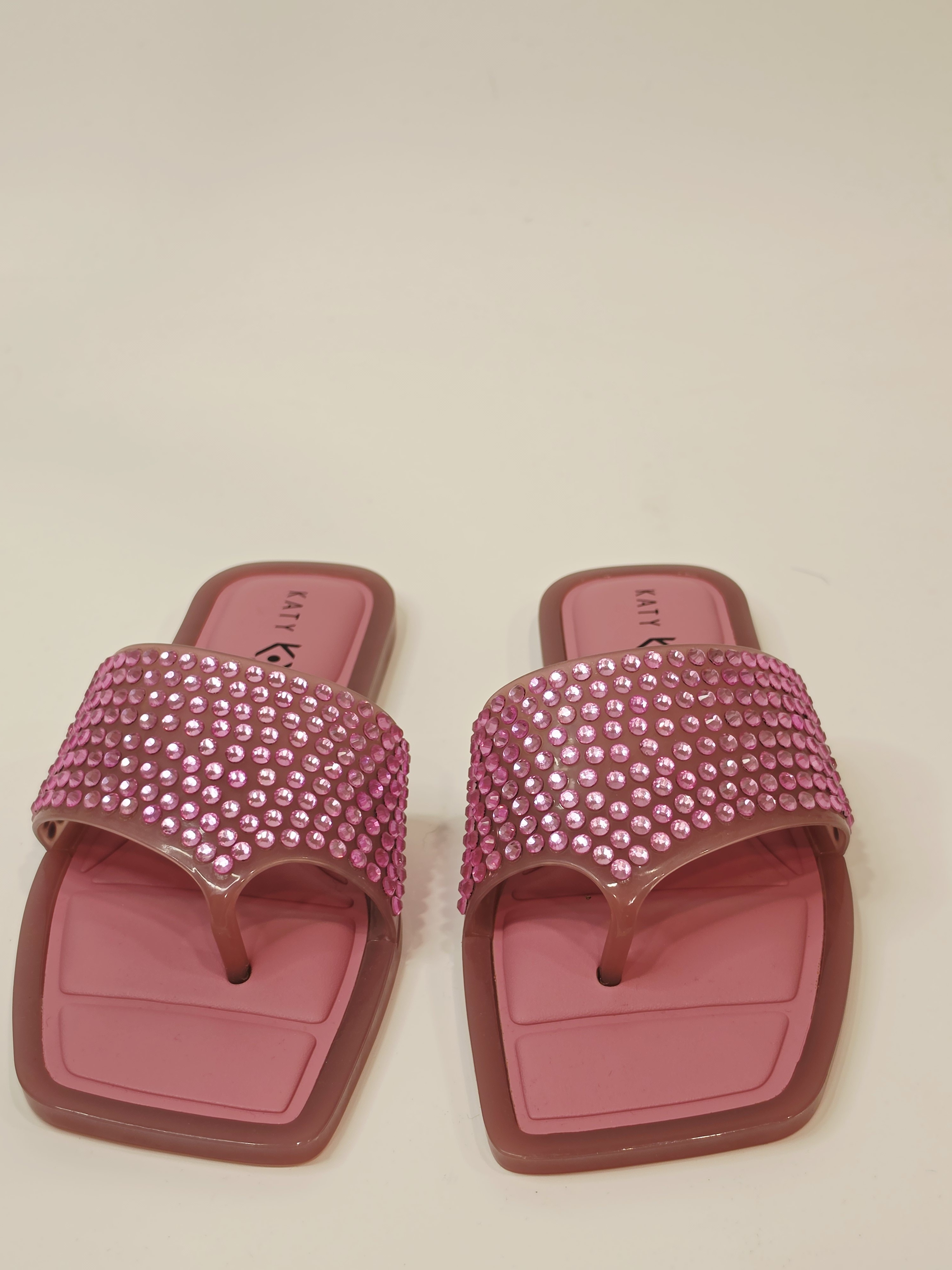 Katy Perry The Geli Slide Thong Rhinestone Slide Sandals In Pink Women's 6m — image 3 of 8